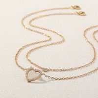 Fashion Creative Double-layer Heart-shaped Pendant Copper Necklace 2-piece Set main image 5