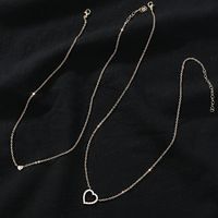 Fashion Creative Double-layer Heart-shaped Pendant Copper Necklace 2-piece Set main image 7