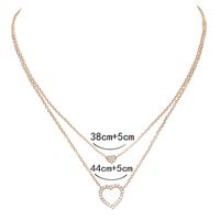 Fashion Creative Double-layer Heart-shaped Pendant Copper Necklace 2-piece Set main image 2