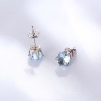 Fashion Small Simple Copper Plating 18k White Gold Color Inlaid Zircon Earrings main image 1