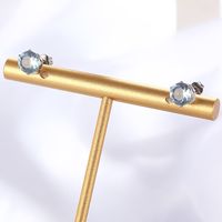 Fashion Small Simple Copper Plating 18k White Gold Color Inlaid Zircon Earrings main image 3