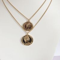 Fashion Retro Double Coin Roman Gold Coin Cross Necklace sku image 3