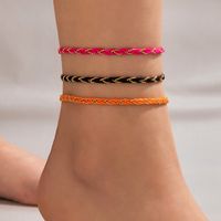 Simple Foot Accessories Bohemian Contrast Color Woven Anklet sku image 11