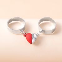 Fashion Pendant Heart Magnetic Chain Couple Alloy Open Ring main image 1