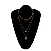 Fashion Elegant Red Cherry Butterfly Heart Pendant Multi-layer Necklace main image 4