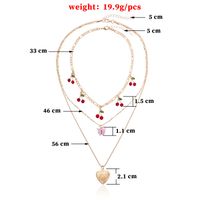 Fashion Elegant Red Cherry Butterfly Heart Pendant Multi-layer Necklace main image 5