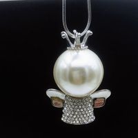 Fashion Angel Pendant Inlay Pearl Simple Long Alloy Sweater Chain Jewelry main image 4