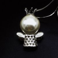 Fashion Angel Pendant Inlay Pearl Simple Long Alloy Sweater Chain Jewelry main image 3