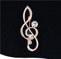 Mode Diamant-embedded Musical Hinweis Verschluss Mantel Zubehör Legierung Brosche main image 2