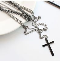 Fashion Simple Multi-layer Chain Cross Pendant Alloy Necklace main image 4