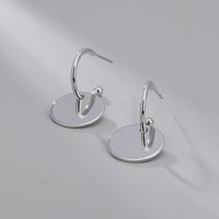 Fashion Simple Metal Wafer S925 C-shaped Silver Earrings main image 4
