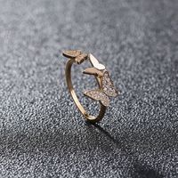 Fashion Micro Rhinestone Butterfly Creative Opening Adjustable Copper Ring main image 5