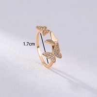 Fashion Micro Rhinestone Butterfly Creative Opening Adjustable Copper Ring main image 7