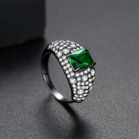 Fashion Pavé Main Stone Green Ring Ladies sku image 4