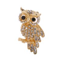 Fashion Creative Rhinestone Inlaid Cute Owl Alloy Brooch sku image 1