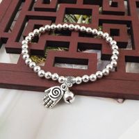 Ethnic Style 5mm Beads Silver Plated Bracelet main image 1