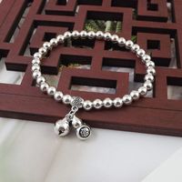 Ethnic Style 5mm Beads Silver Plated Bracelet sku image 1