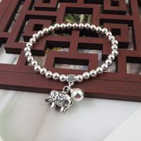 Ethnic Style 5mm Beads Silver Plated Bracelet sku image 2