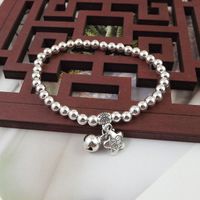 Ethnic Style 5mm Beads Silver Plated Bracelet sku image 3