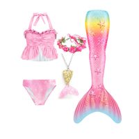 Kinder Meerjungfrau Badeanzug Mädchen Farbe Bikini Kinder Split Badeanzug Badeanzug Blume Bad Anhänger Fünfteiliger Anzug sku image 7