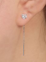 Fashion Simple Inlaid Zircon Heart Shape Drop Tassel Copper Earrings main image 5