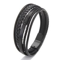 Mode Einfache Schwarz Braun Leder Seil Gewebt Magnet Armband main image 2