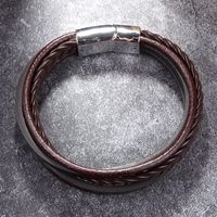 Mode Einfache Schwarz Braun Leder Seil Gewebt Magnet Armband main image 3