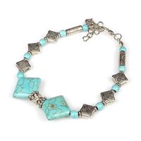 Retro Ethnic Style Turquoise Silver Brace Lace Bracelet main image 3