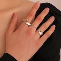 Simple Style Geometric Irregular Alloy Open Ring Four-piece Set main image 2