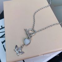 Fashion Retro Style Heart Shape Angel Pendant Necklace Clavicle Chain main image 3