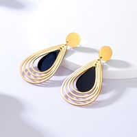 Fashion Water Drop 18k Gold Plating Multi-layer Steel Earrings main image 5