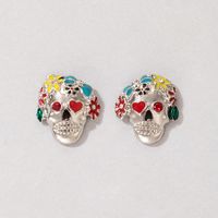 Fashion Skull Alloy Artificial Rhinestones Earrings main image 5