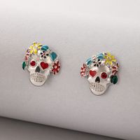 Fashion Skull Alloy Artificial Rhinestones Earrings main image 3