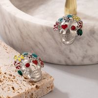 Fashion Skull Alloy Artificial Rhinestones Earrings main image 4