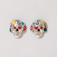 Fashion Skull Alloy Artificial Rhinestones Earrings sku image 1