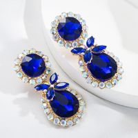 New Style Fashion Water Drop Shape Color Rhinestone Pendant Earrings sku image 4