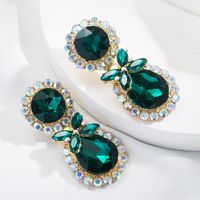 New Style Fashion Water Drop Shape Color Rhinestone Pendant Earrings sku image 3