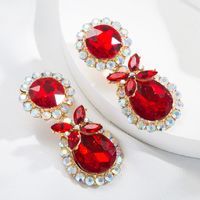 New Style Fashion Water Drop Shape Color Rhinestone Pendant Earrings sku image 2