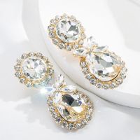 New Style Fashion Water Drop Shape Color Rhinestone Pendant Earrings sku image 1