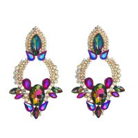 Retro Style Creative Alloy Diamond Glass Drill Rhinestone Flower Earrings main image 5