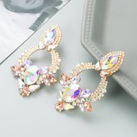 Retro Style Creative Alloy Diamond Glass Drill Rhinestone Flower Earrings main image 6