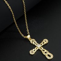 Kreative Kreuz Religiöse Anhänger Gold-überzogene Kupfer Anhänger Intarsien Zirkon Halskette main image 5