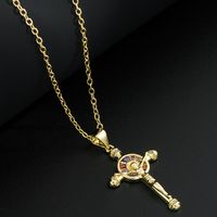 Mode Kreuz Jesus Religiöse Gold-überzogene Kupfer Anhänger Intarsien Zirkon Halskette main image 3
