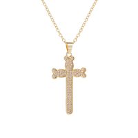 Kreative Kreuz Religiöse Anhänger Gold-überzogene Kupfer Anhänger Intarsien Zirkon Halskette main image 4