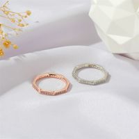 Fashion Angular Polygon Geometric Diamond-studded Copper Ring Wholesale main image 1