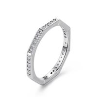 Fashion Angular Polygon Geometric Diamond-studded Copper Ring Wholesale sku image 1