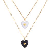 New Style Simple Double Layer Pink Heart Pendant Necklace Bracelet sku image 4