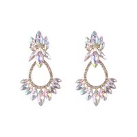 Wholesale Jewelry Exaggerated Luxurious Shiny Geometric Heart Shape Alloy Rhinestones Inlay Drop Earrings sku image 4