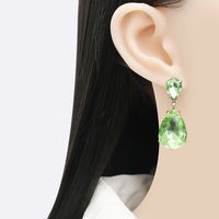 Simple Fashion Simple Alloy Crystal Water Drop Pendant Earrings main image 5