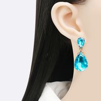 Simple Fashion Simple Alloy Crystal Water Drop Pendant Earrings main image 4